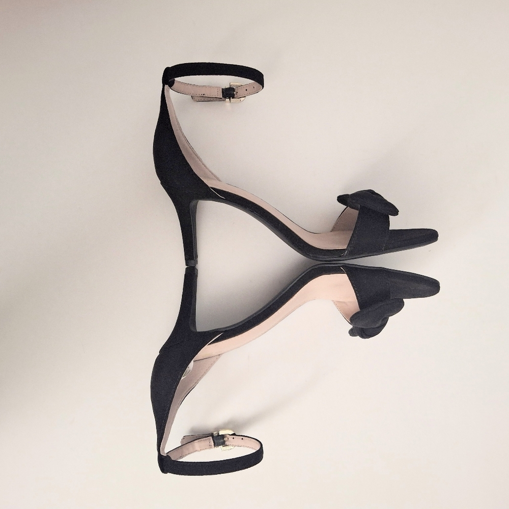 H&M Black Bow Suede Heel Sandal - Size EU 37